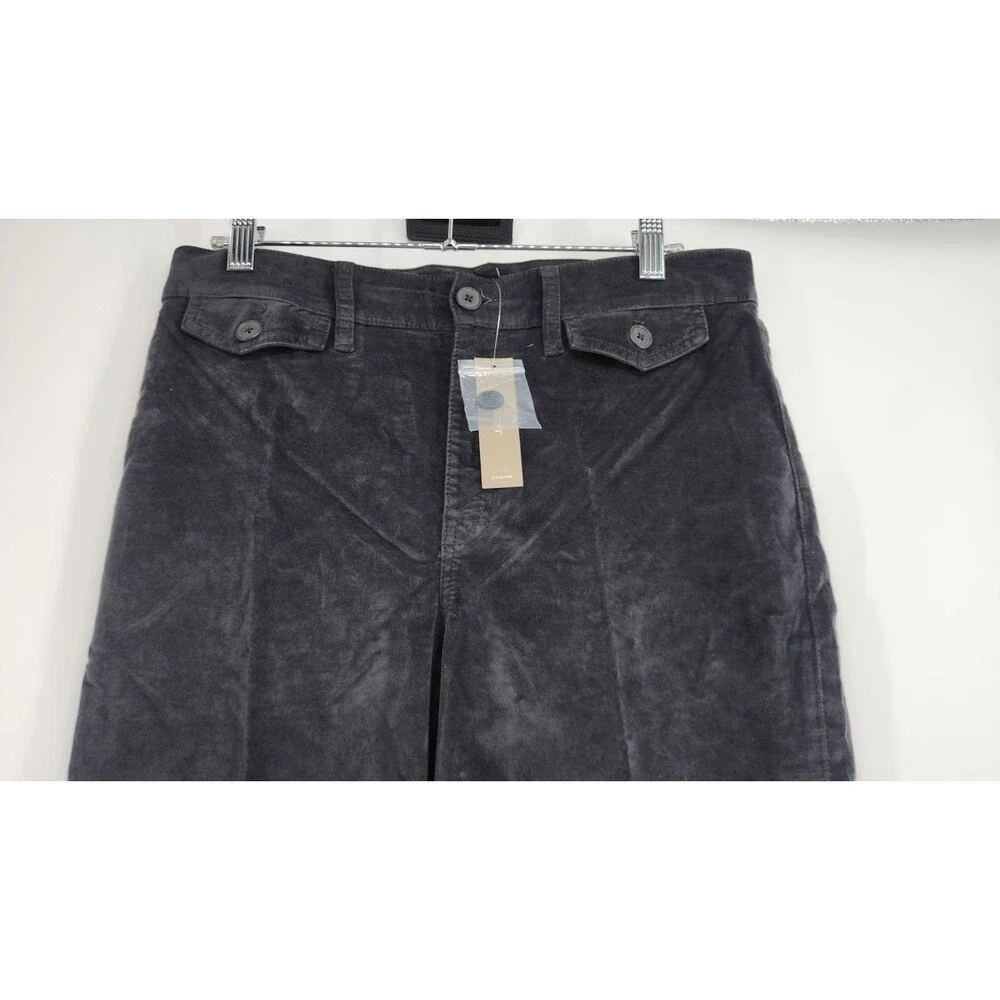 J.Crew Womens P29 Petite Black Wide Leg‎ Washed Velvet Trousers NWT
